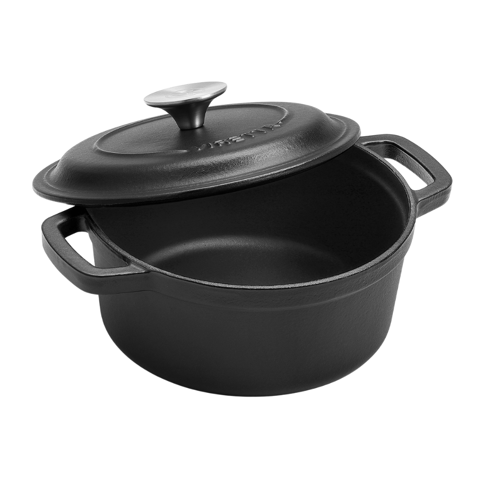 Emaljeret støbejernsgryde, Ø20 cm - Skifersort